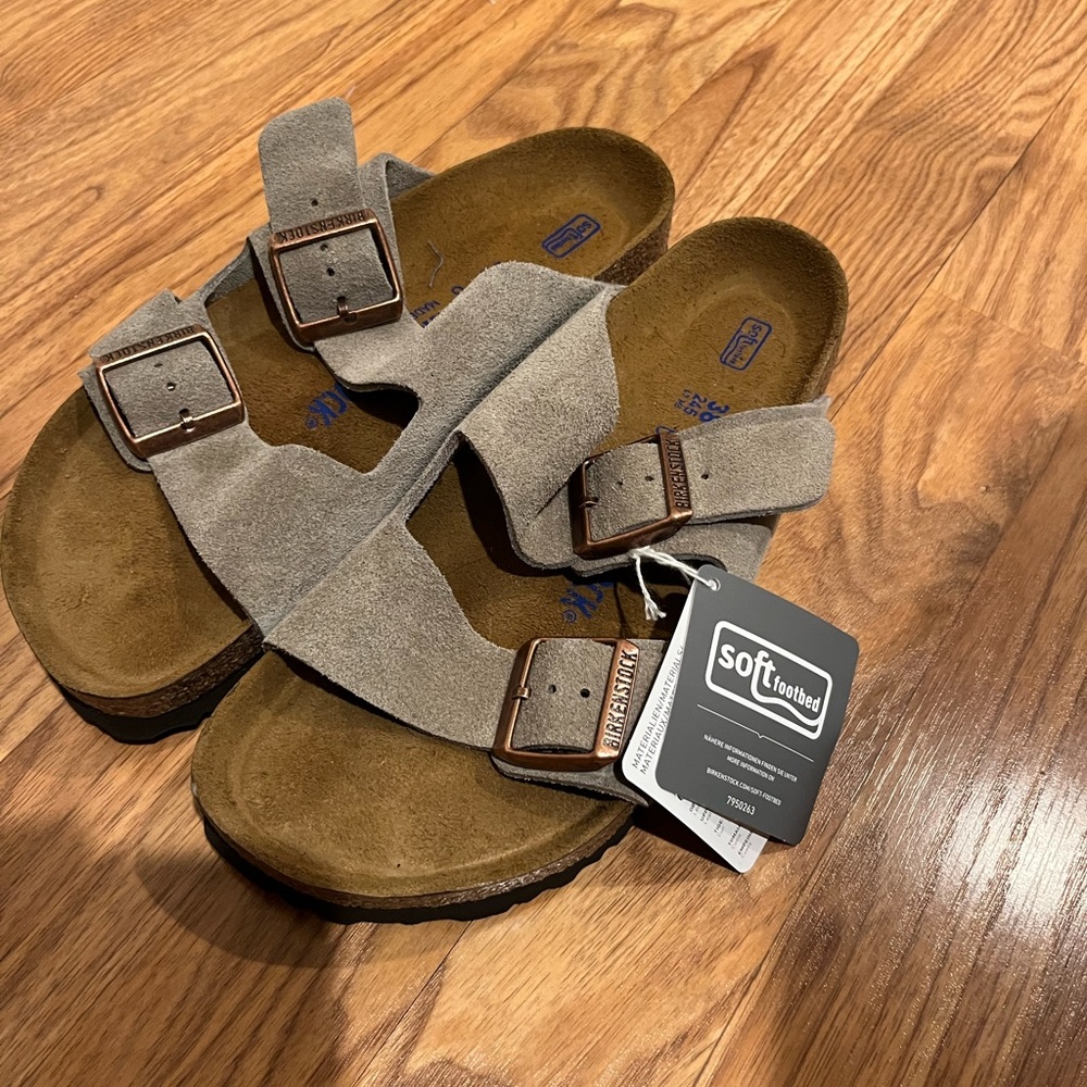NWT Birkenstock Arizona Suede Leather Taupe